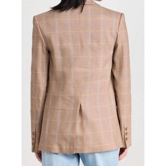 A.L.C. Donovan Linen Blend Jacket | Tawny Plaid Nordstrom Size 2 NWT - Picture 3 of 6